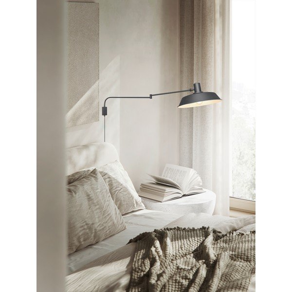 Mat crna zidna lampa sa savitljivom konstrukcijom s utikačem ø 35,5 cm Bolder – Trio-image-1