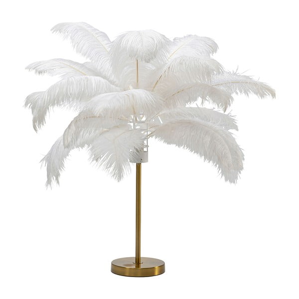 Bijela stolna lampa sa sjenilom od perja (visina 60 cm) Feather Palm – Kare Design