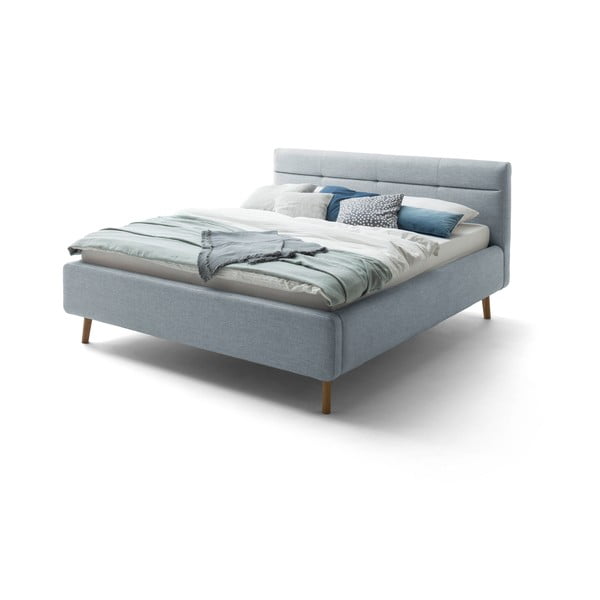 Plavi tapecirani bračni krevet s prostorom za odlaganje s podnicom 160x200 cm Lotte - Meise Möbel