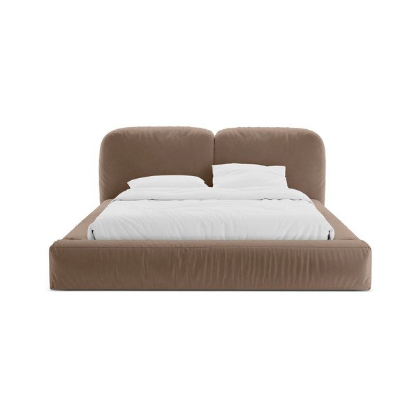 Svjetlo smeđi tapecirani bračni krevet s prostorom za odlaganje s podnicom 160x200 cm Martina – Micadoni -image-4