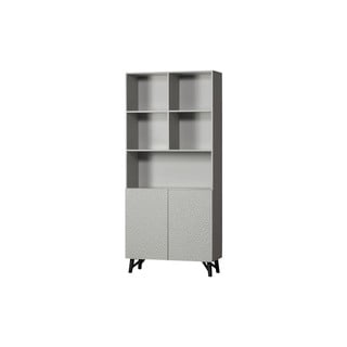 Svijetlo siva biblioteka od masivnog manga 90x200 cm Carved – BePureHome