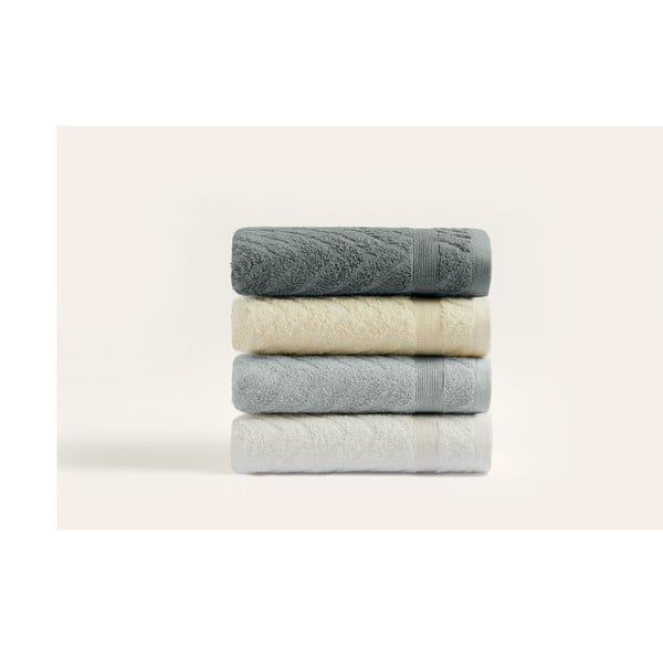 Žuti /sivi pamučni ručnici u setu 4 kom od frotira 50x90 cm – Foutastic