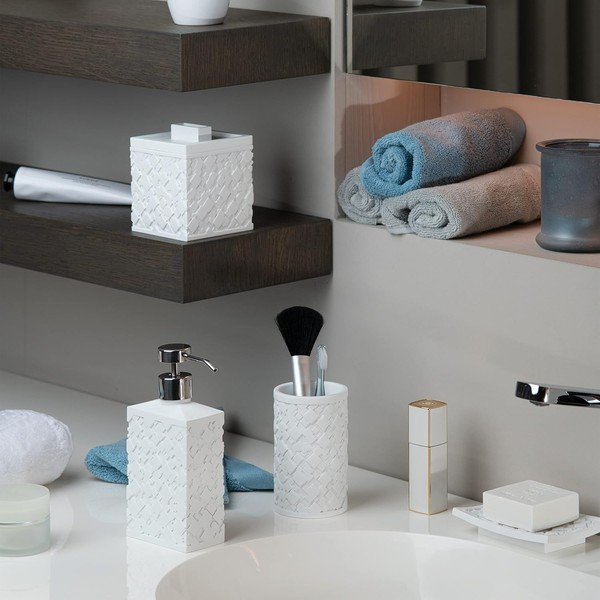 Bijeli kupaonski organizator za pamučne vatice od polyresina Agda – Spirella-image-1