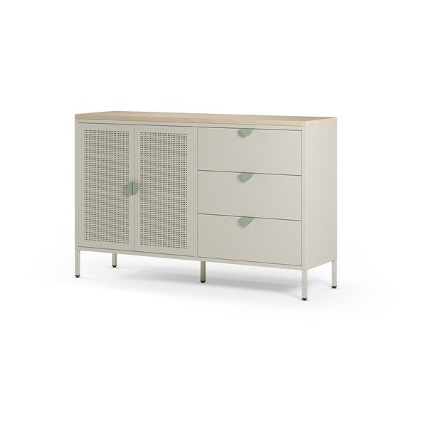 Krem/u prirodnoj boji metalna komoda 140x90x40 cm Sayla – Marckeric-image-4
