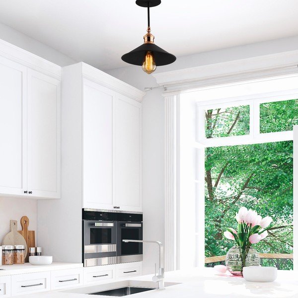 Crna stropna svjetiljka s metalnim sjenilom ø 24 cm Berceste – Opviq lights-image-3