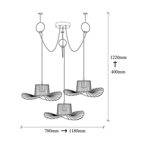 Crna viseća svjetiljka s metalnim sjenilom ø 78 cm Tel – Opviq lights-image-3