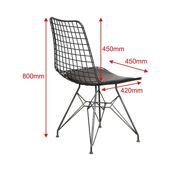 Crne metalne blagovaonske stolice u setu 2 kom Kafes – Kalune Design-image-2