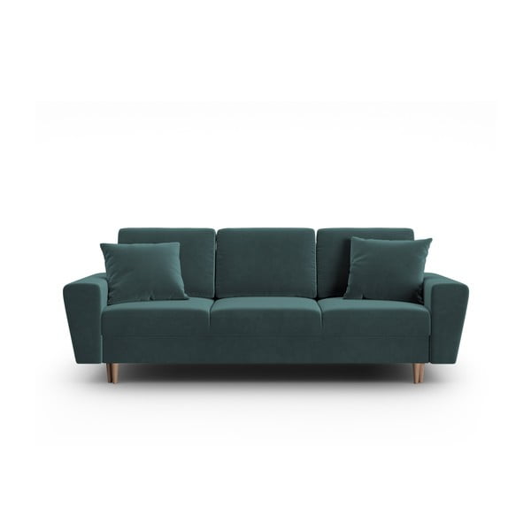 Petrolej zelena baršunasti sklopiva/s prostorom za odlaganje sofa 235 cm Kyoto – Cosmopolitan Design