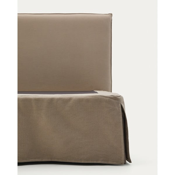 Smeđe-sivi tapecirani bračni krevet 180x200 cm Jaira – Kave Home-image-4