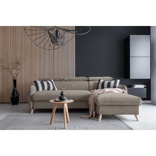 Svjetlo smeđa baršunasta sklopiva kutna garnitura (s desnim kutom) Sweet Harmony – Miuform-image-1