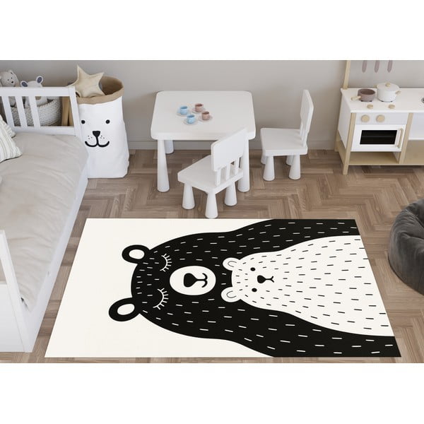 Crno-bijeli periv dječji tepih 160x230 cm Bear Family v2 – Vitaus-image-1