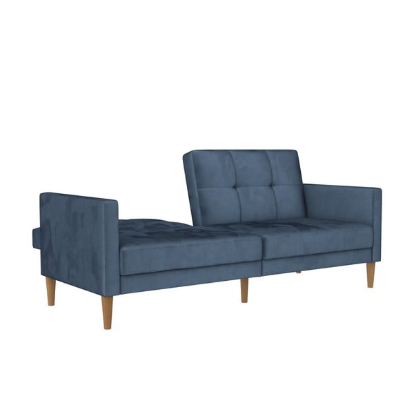 Plava baršunasti sklopiva sofa 207 cm Lilly – Støraa-image-2