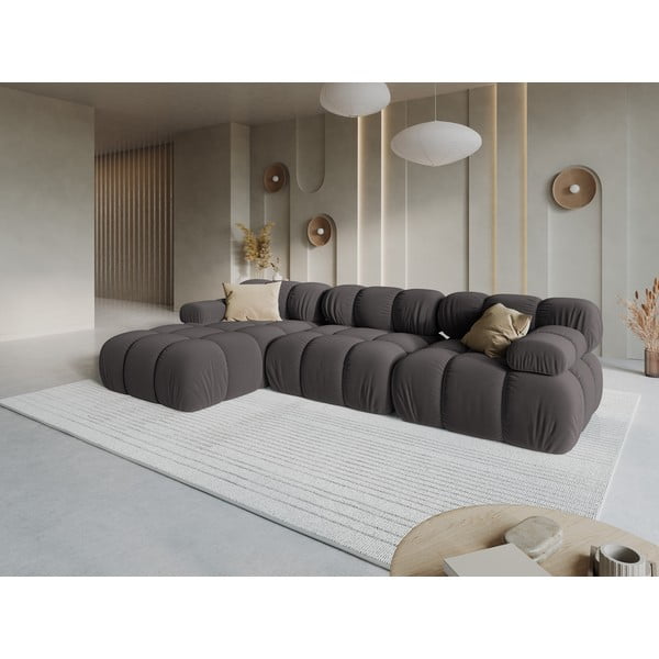 Tamno siva baršunasta sofa 285 cm Bellis – Micadoni Home-image-1