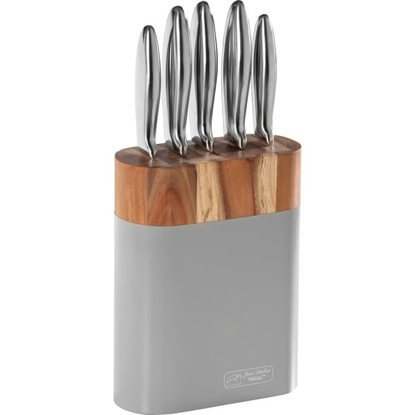 Set od 5 kuharskih noževa u bloku od bagremovog drveta Jean Dubost