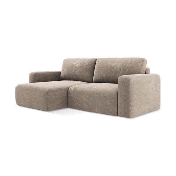 Bež sklopiva/s prostorom za odlaganje kutna garnitura od šenila (s lijevim kutom/s ležaljkom) Kona – Makamii-image-2