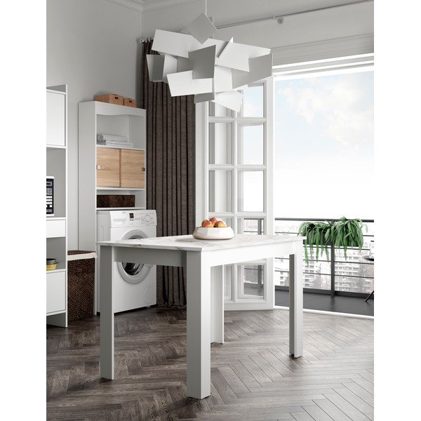 Bijeli blagovaonski stol s pločom u dekoru mramora 110x70 cm Nice - TemaHome -image-1