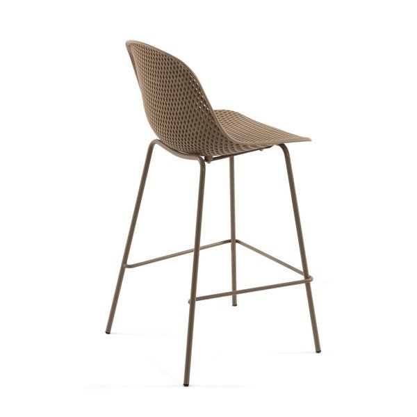 Bež metalna/plastična vrtna barska stolica Quinby – Kave Home-image-3