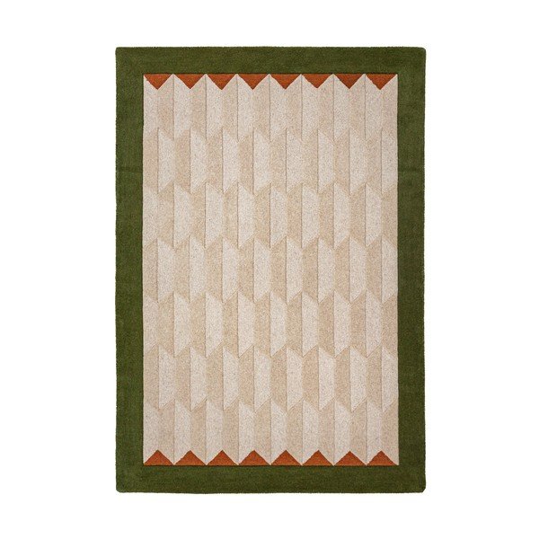Zeleni/u prirodnoj boji ručno rađen vunen tepih 160x230 cm Apex Border Wool – Flair Rugs