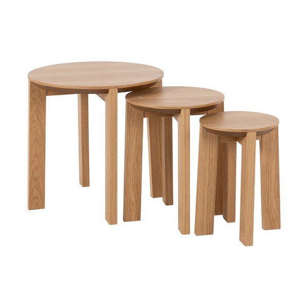 Okrugli pomoćni stolići u kompletu od 3 komada u dekoru hrasta, ø 50 cm Maxime - Actona-image-2