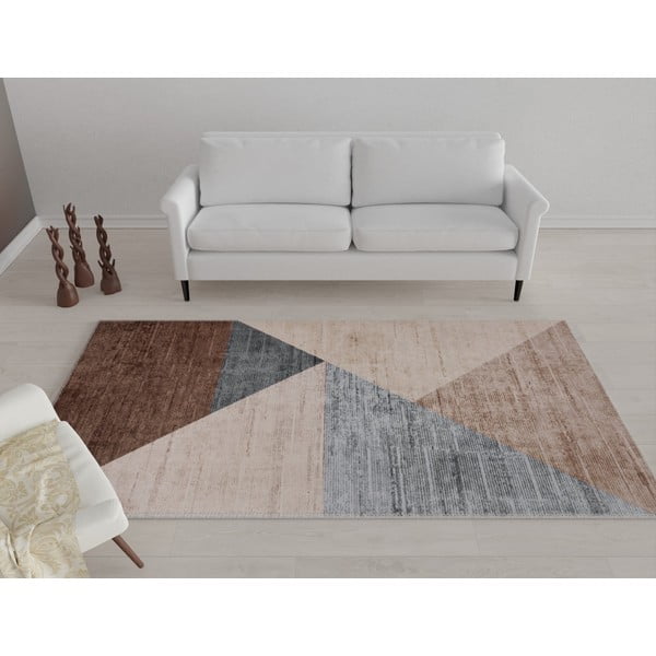 Smeđe-bež perivi tepih 150x80 cm - Vitaus-image-1