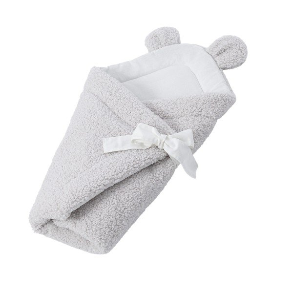 Pokrivač za povijanje od sherpa flisa boje slonovače 35x65 cm – Meowbaby-image-1