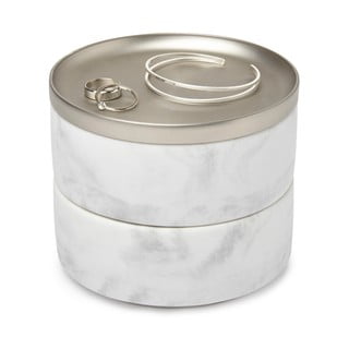 Kutija za nakit s mramornim dekorom i poklopcem u srebrnoj boji Umbra Tesora