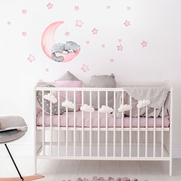 Ružičaste dječje zidne naljepnice Ambiance Magic Cat-image-1