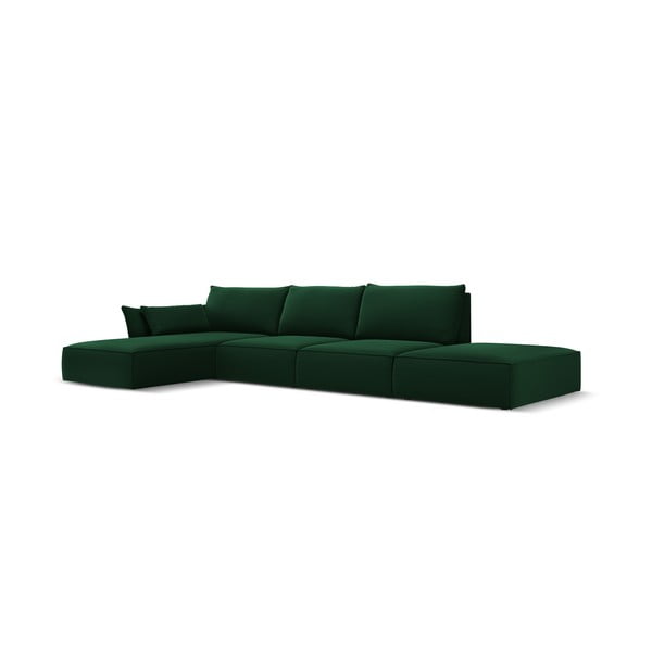 Tamno zelena baršunasti kutna garnitura (s lijevim kutom/s ležaljkom) Vanda – Mazzini Sofas-image-2