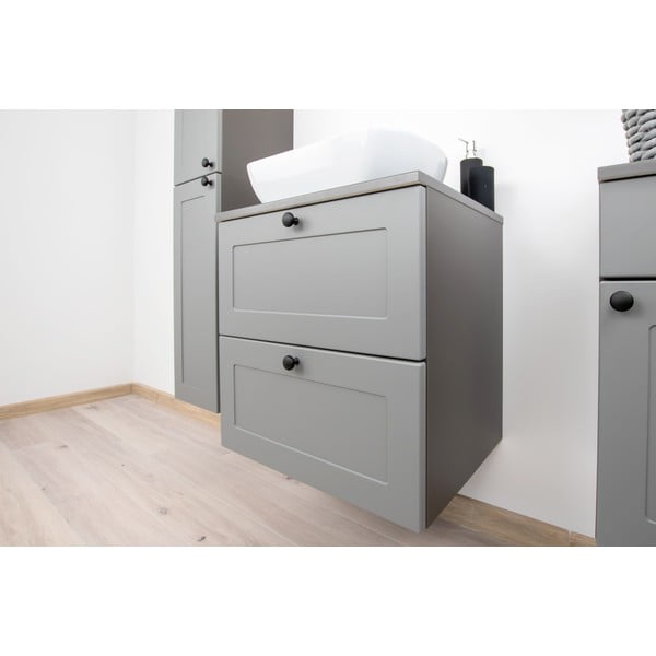 Sivi niski/zidni ormarić za ispod umivaonika 61,5x60 cm Senja – STOLKAR-image-2