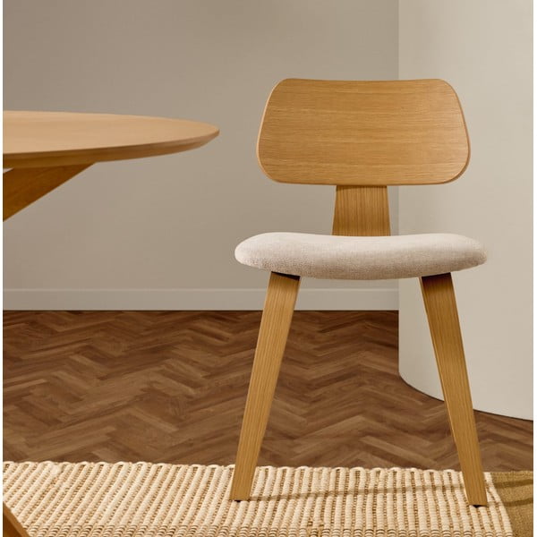 Bež/u prirodnoj boji blagovaonska stolica u dekoru hrasta Gena – Kave Home-image-1