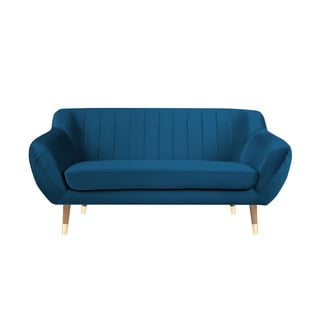 Plava baršunasta sofa Mazzini Sofas Benito, 158 cm