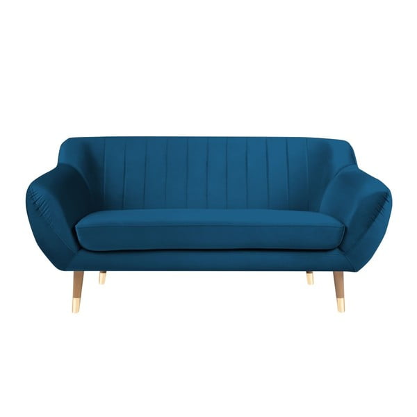 Plava baršunasta sofa Mazzini Sofas Benito, 158 cm