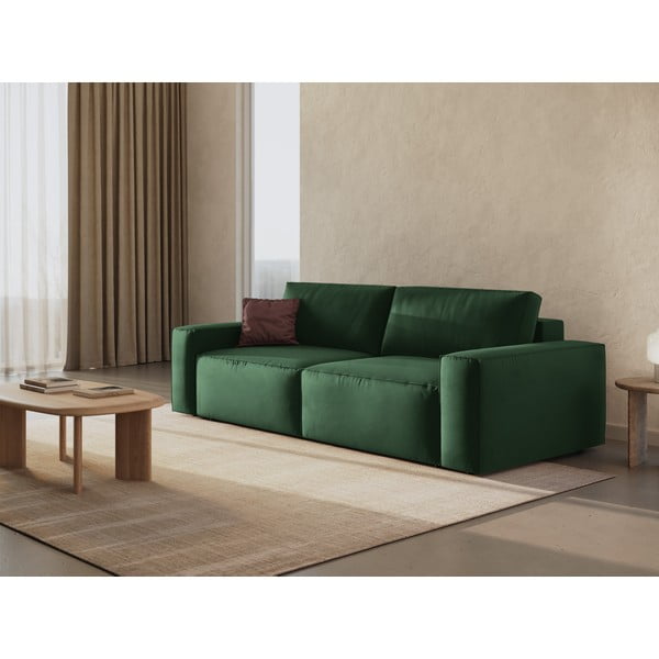 Tamno zelena baršunasti sklopiva/s prostorom za odlaganje sofa 247 cm Jodie – Micadoni -image-1