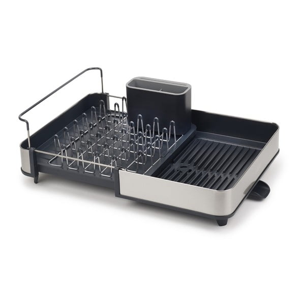 Tamno sivi prilagodljiv ocjeđivač za posuđe od nehrđajućeg čelika 36x32 cm Extend Steel – Joseph Joseph