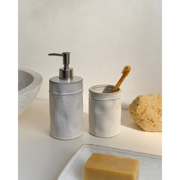 Krem keramička čaša za četkice za zube Savel – Kave Home-image-1