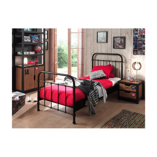 Crni metalni dječji krevet Vipack New York, 90 x 200 cm-image-2