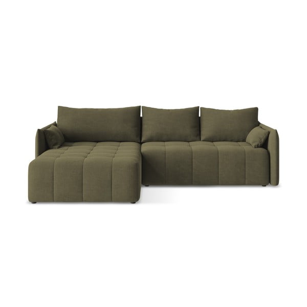 Kaki zelena sklopiva/s prostorom za odlaganje kutna garnitura (s lijevim kutom/s ležaljkom) Moku – Makamii