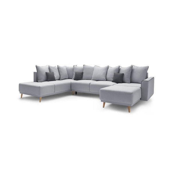 Sivi kauč na razvlačenje za "U" Bobochic Paris Panoramique XXL Pier, desni kut-image-3