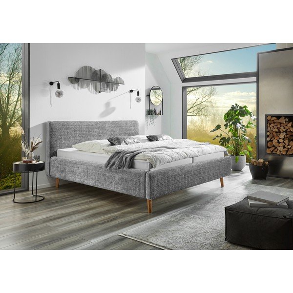 Svijetlo sivi tapecirani bračni krevet s podnicom 180x200 cm Primavera – Meise Möbel-image-1