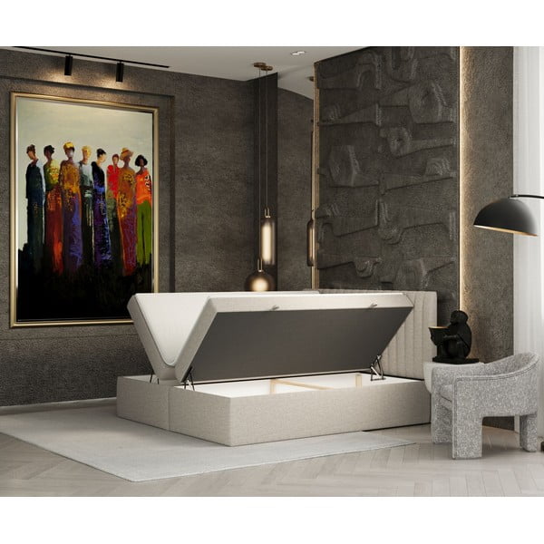 Bež boxspring krevet s prostorom za pohranu 140x200 cm Spencer – Maison de Rêve-image-2