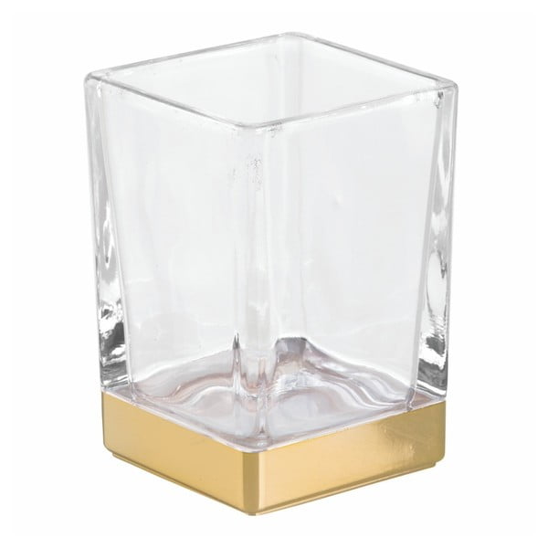 Staklena šalica za kupaonicu sa zlatnim detaljima InterDesign