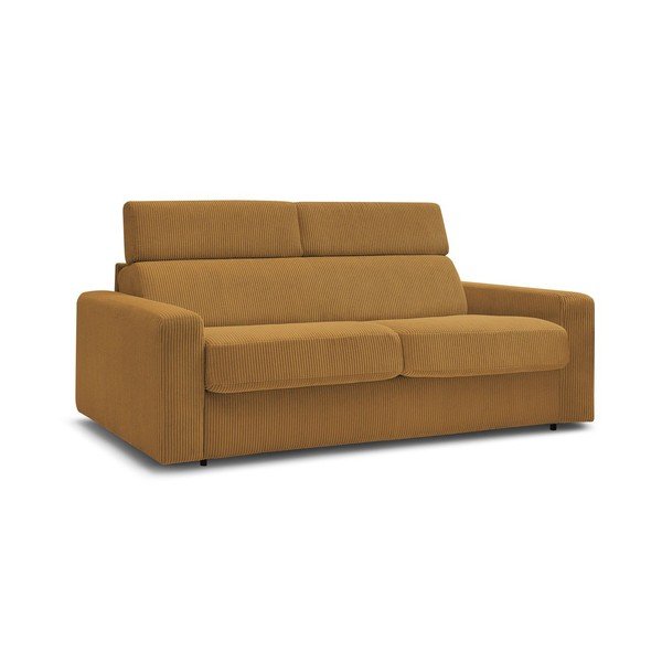 Senf žuta sklopiva sofa od samta 195 cm Monaco – Bobochic Paris-image-1