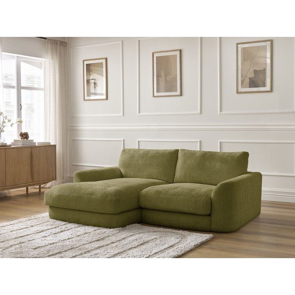 Kaki zelena kutna garnitura od šenila (s lijevim kutom/s ležaljkom) Leonore – Bobochic Paris-image-4