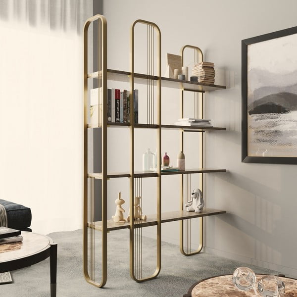 Regal u dekoru bora u zlatnoj boji 125x180 cm Sierra – Kalune Design-image-1