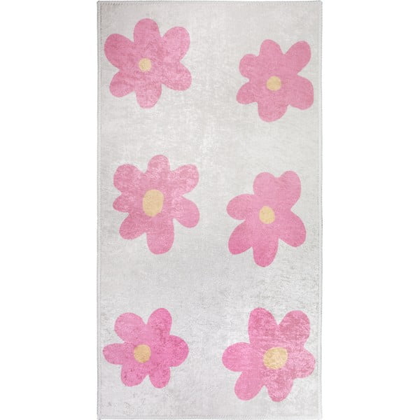 Ružičasti/boje slonovače periv dječji tepih 60x100 cm Cute Flowers Pink – Vitaus