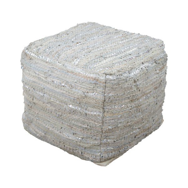 Kožni tabure a pamučnim detaljima Mauro Ferretti Delhi Quadrato-image-1