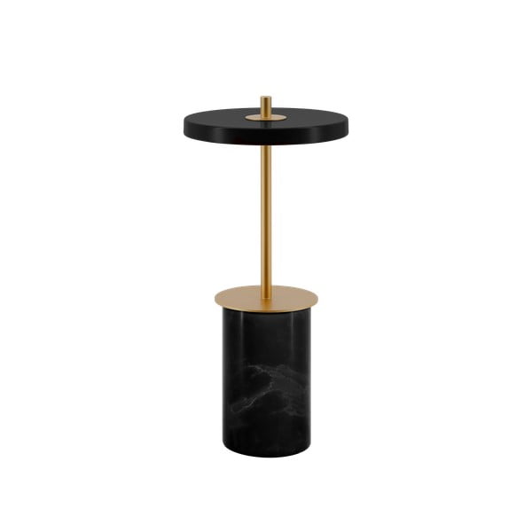 Crna mramorna LED stolna lampa s mogućnosti zatamnjivanja s metalnim sjenilom (visina 25,5 cm) Asteria Move Mini – UMAGE