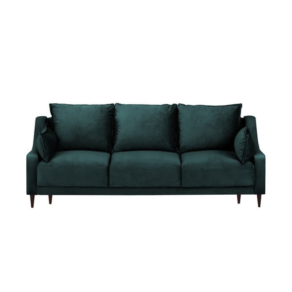 Plavo-zeleni baršunasti kauč na razvlačenje sa prostorom za odlaganje Mazzini Sofas Freesia, 215 cm