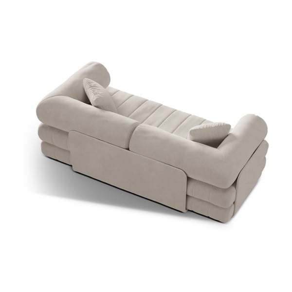 Bež baršunasti sklopiva sofa 206 cm Kemi – Cosmopolitan Design-image-3