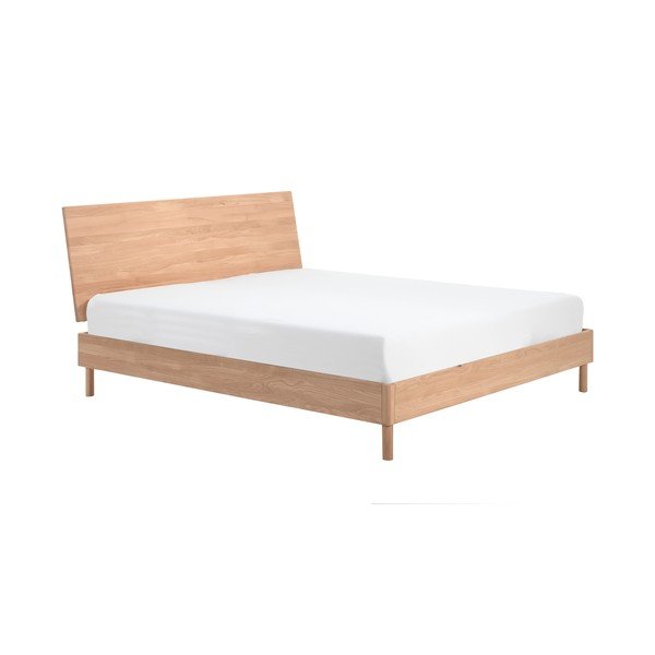 Bračni krevet od punog hrasta bez podnice 180x200 cm u prirodnoj boji Forrest – Vipack